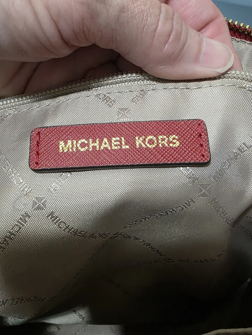 Michael Kors Cherry Red Saffiano Leather Tote with MK Charm